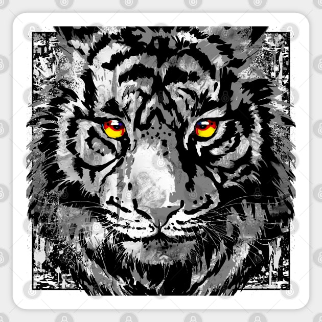 White Tiger Head - Realistic Tiger Eyes Sticker by BigWildKiwi